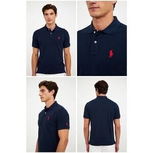 Polo Ralph Lauren Polo Shirt Mens S Navy Blue Custom Fit Short Sleeve Pony Logo